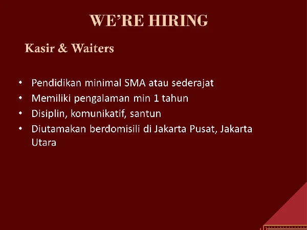Waiters dan Kasir